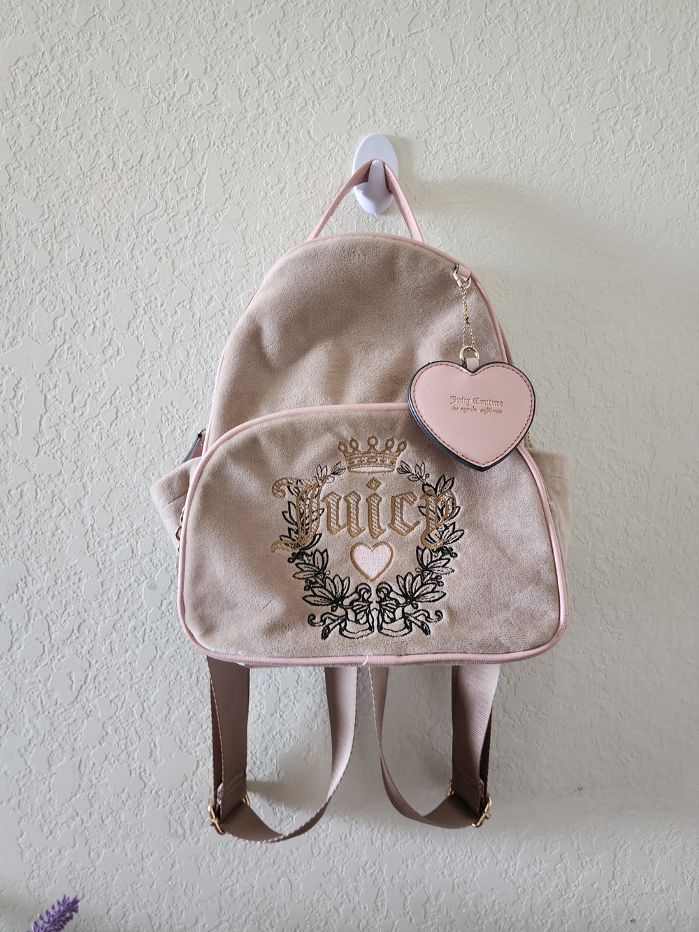 Juicy Couture Pink & Tan Logo Backpack